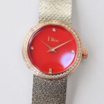5055F La d de dior Satine系列高级仙女腕表，生动呈现了迪奥制表的精魂，弥足珍贵的高雅风格。米兰网织工艺精钢表链，超级秀气，完美契合仙女们纤细的手腕，在光线下bulingbuling亮闪闪，光彩夺目！bulingbuling闪的手表，真真是仙女们的心头爱了！5055F 原单Dior 表径25mm,ETA石英机芯，锅盖形蓝宝石玻璃(蓝光防炫效果)，表壳表冠表扣镶嵌钻石，A级贝母表盘，抛光太子妃指针。送专柜首饰袋和拆卸表带工具一支。