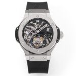 恒宝Hublot.V4升级版（升级如下：升级使用原装壳套起模壳身，侧耳不再使用塑料，搭配升级版真陀飞轮心脏，加强防震，解决了市场普通版本“缝合度不高有缝隙、机芯返修率高”的问题，90%还原原装构架，一比一尺寸，层压蓝宝石水晶表镜以及同步橡胶底牛皮表带，更突显了区别于小厂的质感。）n具体卖点可以归纳为“六高元素”：n1、高精准——真陀飞轮机芯，档次高又稳定n2、高缝合——圈口、壳身、底盖三者紧密无缝拼接，本次升级侧耳使用钢构造，区别市场塑料！n3、高还原——90%还原原装构架，一比一尺寸n4、高抗震——机芯加强防震，突破原理，返修率超低！n5、高强度——镜片采用防刮蓝宝石+聚乙烯防爆膜，可承受强烈撞击；n6、高颜值——酷炫的外形逼格满满，全镂空机芯，满满的齿轮机械感爆棚！nHUBLOT大爆炸男士系列BIG BANG腕表值得拥有。