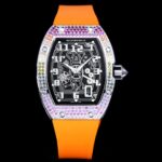【 RICHARD MILLE 】理查米尔 RM67-01  搭配着自动上链超薄腕表尺寸：38 / 48 毫米 厚13毫米精致的酒桶形表壳，既有最经典的造型，又纤薄有度，数字时标特以实心金属锻造，与精湛的镂空机芯对比，衬托深邃复杂；纤薄，简单轻盈，深邃，复杂交叠，成为匹配正装的完美之选。n