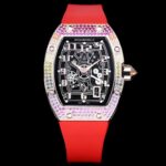 【 RICHARD MILLE 】理查米尔 RM67-01  搭配着自动上链超薄腕表尺寸：38 / 48 毫米 厚13毫米精致的酒桶形表壳，既有最经典的造型，又纤薄有度，数字时标特以实心金属锻造，与精湛的镂空机芯对比，衬托深邃复杂；纤薄，简单轻盈，深邃，复杂交叠，成为匹配正装的完美之选。n