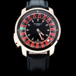 杰克宝 赌盘腕表nnCasino Tourbillon不仅仅是一款惊叹的艺术品还是一个真正的轮盘游戏，一个完全随机的机会游戏。n推杆推动轮盘头，配有37个口袋，1个绿色，18个红色和18个黑色，以及一个白色陶瓷球。它的机械结构依靠的是品质极高滚珠轴承。n轮盘头高速旋转，摩擦力极小。随机性达到了最佳状态，使Casino Tourbillon 再现拉斯维加斯美式轮盘桌面 极具创造性 成为真正的便携式游戏。n这款杰克豹腕表尺寸设计为44毫米直径和16.3毫米高度 这样的尺寸完美贴合腕部曲线 舒适与时尚兼得 而且还搭载了进口瑞士机芯即使在繁忙的生活中 也能保持精准走时 展现出制表匠心与精湛工艺的完美结合nn这款手表也是足球之星内马尔的最爱之一n