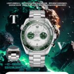 欧米茄海马宇宙600米男士新款计时，型号215.32.46.51.06.001（45.5mm）腕表 真正的原版一比一开模，所有功能及外观与原版一致（3位计时分针，归0时两支针同时归0，6位计时，9位小秒）n细节方面n1：精钢材质表壳，绿色表盘，夜光刻度指针，双小盘计时码表，带日历显示，绿色陶瓷单向旋转计时表圈，搭配绿色运动表带 折叠扣n2：搭载全新9900全自动计时机芯，双T抗震欧米茄独特黑摆轮工艺.同步原装超长72小时待机n所有计时功能复刻原装功能 n3：钢带采用316L精钢 cnc 打磨工艺 工艺复杂 匠心打造 为各大表友独献完美复刻:时间的淬炼的经典~致敬海洋之作n  ｛TVS先锋之作 必属精品｝