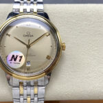 N1 Factory 欧米茄透底 新款碟飞典雅动能系列腕表n     N1出品只为传承经典，蝶飞至臻品质n 41毫米至臻天文台表n这款腕表的表壳为41毫米，整表原版开模，整体表壳采用原装精钢材质打造同步原装打磨技术，厚度做到11mm与原版一致，做到全网最薄！！！nn拱形表盘经过深蓝色PVD处理，其上印有不规则排列的垂直纹理，呈现出太阳射线的打磨效果，六位日历窗口包括日历盘字体大小均与原装一致nn钢带跟生耳同样是原版开模一比一打造，与正品同样的打磨技术，均可跟原装通用，真正做到了完美，绝非市场其他普通货nn皮带表扣是同原装一致的针扣，内部搭载欧米茄8810一体至臻天文台机芯，透过耐磨损蓝宝石玻璃表背，机芯的运转美态清晰可见。蝶飞请认准N1出品n          《N1品质，必属精品》
