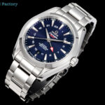 OVS 海马150 米GMT 搭载全新1:1一体机芯。尺寸43mm全新上市！1:表盘：以游艇 “柚木”板为素材 设计独特条纹表盘  GMT 双时区。2:机芯：8605机芯 双发条盒，双向自动上链，（市场唯一对版）3:避震器外观一致，具备真实功能的避震器 OVS ——我们是认真的！