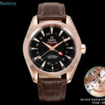 OVS 海马150 米GMT 搭载全新1:1一体机芯。尺寸43mm全新上市！1:表盘：以游艇 “柚木”板为素材 设计独特条纹表盘  GMT 双时区。2:机芯：8605机芯 双发条盒，双向自动上链，（市场唯一对版）3:避震器外观一致，具备真实功能的避震器 OVS ——我们是认真的！
