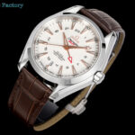 OVS 海马150 米GMT 搭载全新1:1一体机芯。尺寸43mm全新上市！1:表盘：以游艇 “柚木”板为素材 设计独特条纹表盘  GMT 双时区。2:机芯：8605机芯 双发条盒，双向自动上链，（市场唯一对版）3:避震器外观一致，具备真实功能的避震器 OVS ——我们是认真的！