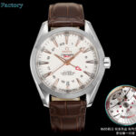 OVS 海马150 米GMT 搭载全新1:1一体机芯。尺寸43mm全新上市！1:表盘：以游艇 “柚木”板为素材 设计独特条纹表盘  GMT 双时区。2:机芯：8605机芯 双发条盒，双向自动上链，（市场唯一对版）3:避震器外观一致，具备真实功能的避震器 OVS ——我们是认真的！