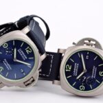 Vs新品：PAM1312，LUMNOR MARINA ，举足轻重的小秒。n黑色三明治式夹层表盘覆盖超级夜光，超薄壳型，是世界上最受欢迎的沛纳海之一，预定赠送VS独家开模超强白色夜光定制表带一副。