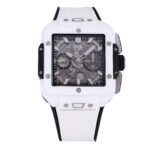 BBF全新核心作品 HUBLOT宇舶表荣耀发布全新SQUARE BANG UNICO全陶瓷腕表 恒宝方形大爆炸 不计成本采用高透蓝宝石字面 上下桥形蓝宝石  采用源自Big Bang系列的纹理橡胶表带和备受市场赞誉的一键快拆系统 独家恒宝专属HUB1280机芯  6点钟位置设有清晰可见的导柱轮  全镂空日历环  双计时盘显示设计取代了传统表盘 内部机芯的运转奥秘于此一览无遗 七彩纹指针质感无可挑剔 42mm  天花板级别 出品即顶配无需升级 欢迎玩家品鉴（BBF出品 必属精品）