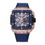 BBF全新核心作品 HUBLOT宇舶表荣耀发布全新SQUARE BANG UNICO腕表 恒宝方形大爆炸 五级钛金属打造轻盈贴手舒适 不计成本采用高透蓝宝石字面 上下桥形蓝宝石  采用源自Big Bang系列的纹理橡胶表带和备受市场赞誉的一键快拆系统 独家恒宝专属HUB1280机芯 6点钟位置设有清晰可见的导柱轮 全镂空日历环 双计时盘显示设计取代了传统表盘 内部机芯的运转奥秘于此一览无遗 七彩纹指针质感无可挑剔 42mm  天花板级别 出品即顶配无需升级 欢迎玩家品鉴（BBF出品 必属精品）