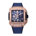 BBF全新核心作品 HUBLOT宇舶表荣耀发布全新SQUARE BANG UNICO腕表 恒宝方形大爆炸 五级钛金属打造轻盈贴手舒适 不计成本采用高透蓝宝石字面 上下桥形蓝宝石  采用源自Big Bang系列的纹理橡胶表带和备受市场赞誉的一键快拆系统 独家恒宝专属HUB1280机芯 6点钟位置设有清晰可见的导柱轮 全镂空日历环 双计时盘显示设计取代了传统表盘 内部机芯的运转奥秘于此一览无遗 七彩纹指针质感无可挑剔 42mm  天花板级别 出品即顶配无需升级 欢迎玩家品鉴（BBF出品 必属精品）