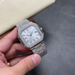 百达翡丽 满钻 方形 CUBITUS系列 5821/1A-001n探索奢华与精湛工艺的完美结合nn×精钢材质和钻石的完美搭配，把华丽感与运动感结合在一起十分巧妙。一颗颗精美的钻石被镶嵌在表壳上，交相辉映出一种美丽的光芒。nn×镜面采用抗刮花，耐磕碰的蓝宝石水晶玻璃。3点位设有日历窗口，搭配经典的大三针设计，不会显得复杂多余。nn×无论外观或是性能都是一丝不苟，完美的控制了表头的厚度。全新升级，品牌举世闻名超凡珠宝满天星完美结合，这款豪华百达翡丽腕表独特及富有魅力设计，是展现完美工艺的升华之作，是成功人士身份的象征。