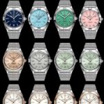 【间玫米】n全新百年灵机械计时腕表-南海胶囊系列n(chronometer Automatic 36)n具有醒目的色彩和夜光.让人联想起夏日 海洋生物和葱郁草木所营造的令人陶醉的氛围。这款优雅的现代复古灵感腕表适合想在人群脱颖而出的女士。融合优异性能和造型美感，时尚而优雅，适合各种场合，多种金属表壳可供选择，镶嵌彩色宝石钻，从炫酷的精钢材质百搭双色间金乃至豪华红金，一应俱全，时标和多姿多彩表盘，搭载2824机械机芯，尺寸:36mm 是百年灵最新女士机械计时系列的灵动姐妹表款。