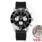 BLS工厂V2版本百年灵超级海洋文化二代限量版计时系列。(breitling super ocean chronograph 46)  60 YEARS OF ADVENTURE AND DISCOVERY【专为现代探险家而生】传承1957年表款在堪称深海征战先行者的超级海洋系列问世60周年之际，百年灵在保留其独特个性的同时为这一经典腕表系列注入全新活力。【圈口】全新的表圈设计采用精钢搭配坚固无比的防划防震高科技陶瓷表圈刻度环，去掉了原本围绕分钟刻度的金属环使现有表圈与装饰有原型经典品牌标识的同色表盘完美融合。搭配双面防炫目处理蓝宝石        作为本次新品的最大亮点，熊猫计时盘的加入无疑令全新的百年灵超级海洋文化二代计时码表更具魅力。三个对比鲜明的功^_^能盘，分别位于3点钟、6点钟和9点钟位置，对应30分钟计时、12小时计时以及小秒盘三大计时常规功能，别具经典的机械美感。三角形时针和菱形分针以及偏锥形小时刻度末端拥有Super-LumiNova®夜光部分，便于在夜间观时。在盘面的四五点为之间，更设有日历显示窗口，为这经典的盘面再添实用功能。【机芯】原版搭配百年灵自制机芯，我们采用国内最为稳定的7750鱼鳞纹洗花机芯，每个机芯出厂都测试48小时 【表带】配该系列专用的全新同色牛皮-橡胶表带，采用撞色缝线缝制，极具设计感。配戴极具舒适【米兰钢带】原版开模，工艺复杂。所有地方同步原版，可以螺丝拆卸表带