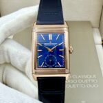 🎉🎉Reverso Classic Large Duoface Small Second男款翻转系列：尺寸：49MMx29MM、研发精密铸造而成，精选854A/2手动上链机芯：双面双时区，正面数字刻度二针半显示，背面简洁大方表盘具有第二地时间显示功能，走时精准，表壳线条细腻优雅，可随时变换风格，迎合各种场合，时刻与您相伴着。🎉🎉