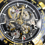 ✨**BLAKEN UPGRADE ALERT!**✨n第六代迪通拿碳黑复刻版 镂空设计！6th Gen Daytona Carbon Black Replica，40mm上手绝了！n🔥核心亮点一眼种草：n▪️12.2mm超薄机身 12.2mm Ultra-thin Case（甩开市面13.5mm普通款），全实心精钢 Solid Stainless Steel 打造，接缝几乎0缝隙，质感拉满！n▪️哑黑套件 Matte Black Kit 升级+多色圈口 Multi-color Bezels 可选，后期想换风格随便搭，个性党狂喜～n▪️表带双选项：硅胶款 Silicone Strap 轻便舒适/精钢款 Steel Strap 硬朗有范儿，CNC全程精雕 CNC Precision Engraving + 人工打磨，细节控直接爱住！n⌚机芯硬核：n4802一体机芯 4802 Integrated Movement，搭载72-hour Long Power Reserve长储能，计时功能 Chronograph Function 和专柜同步，走时稳得一批～n💡贴心设计：n蚝式保险扣 Oyster Safety Clasp 防意外打开，实心链结 Solid Links 戴久了也舒服，操作还特简单！n低调又有面儿，这波升级真的可！n